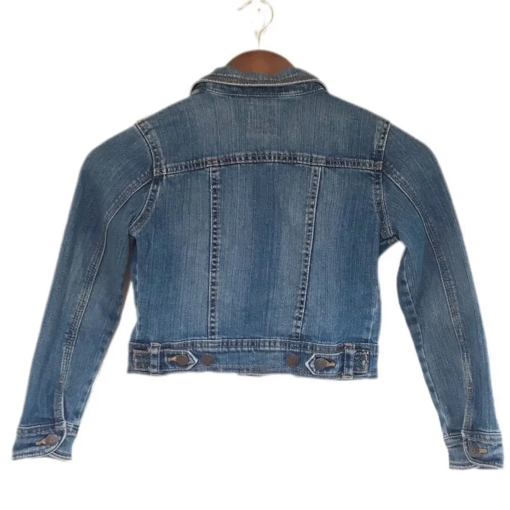 OLD NAVY Girls‎ Button Front Blue Jean Denim Jacket Long Sleeve Size Small